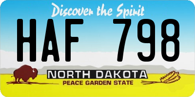 ND license plate HAF798