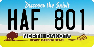 ND license plate HAF801