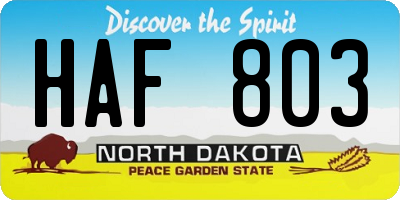 ND license plate HAF803