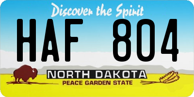 ND license plate HAF804