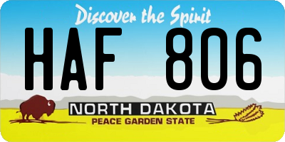 ND license plate HAF806