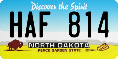 ND license plate HAF814