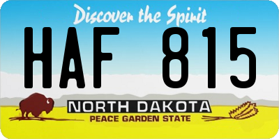 ND license plate HAF815