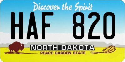 ND license plate HAF820