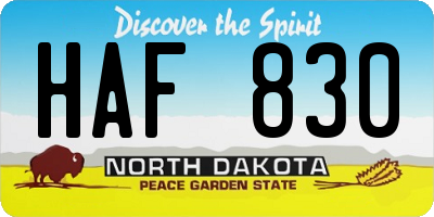 ND license plate HAF830