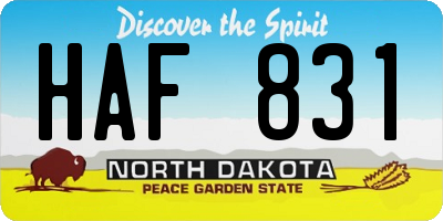 ND license plate HAF831