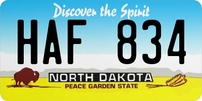 ND license plate HAF834