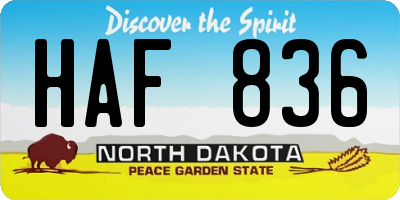 ND license plate HAF836