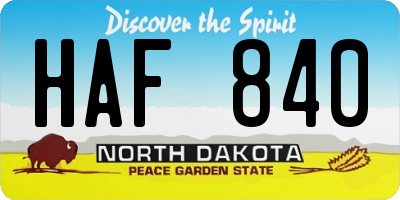 ND license plate HAF840