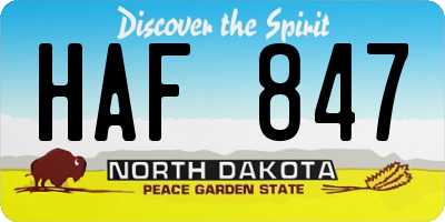 ND license plate HAF847