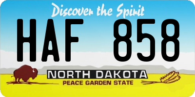 ND license plate HAF858