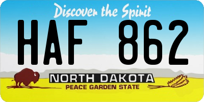 ND license plate HAF862