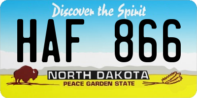 ND license plate HAF866