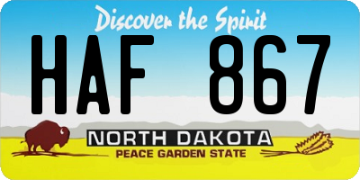 ND license plate HAF867