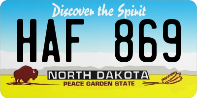 ND license plate HAF869