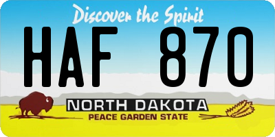 ND license plate HAF870