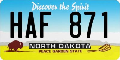 ND license plate HAF871