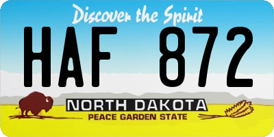ND license plate HAF872