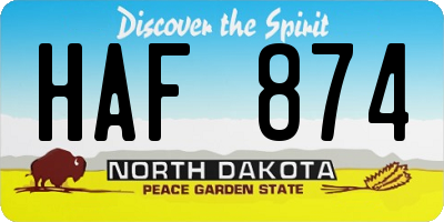 ND license plate HAF874