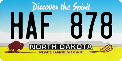 ND license plate HAF878