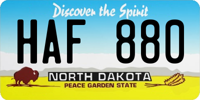 ND license plate HAF880