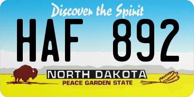 ND license plate HAF892