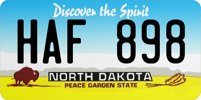 ND license plate HAF898