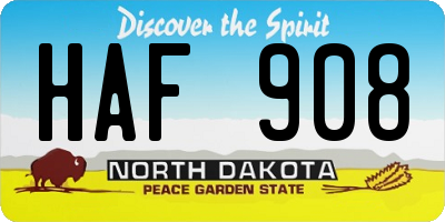 ND license plate HAF908