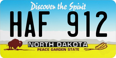 ND license plate HAF912