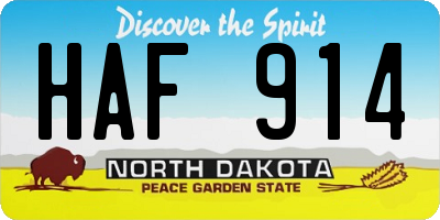 ND license plate HAF914