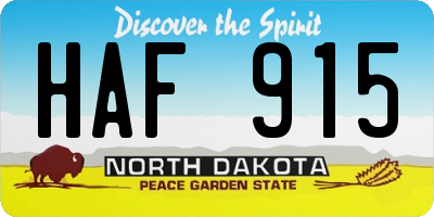 ND license plate HAF915