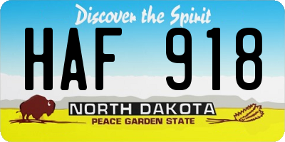 ND license plate HAF918