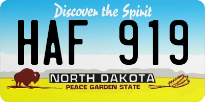 ND license plate HAF919