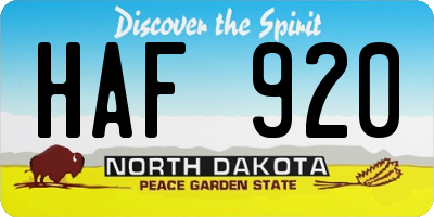 ND license plate HAF920