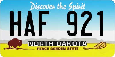 ND license plate HAF921