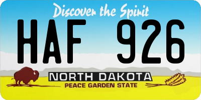 ND license plate HAF926