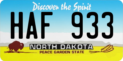 ND license plate HAF933