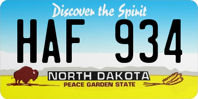 ND license plate HAF934