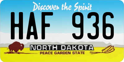 ND license plate HAF936