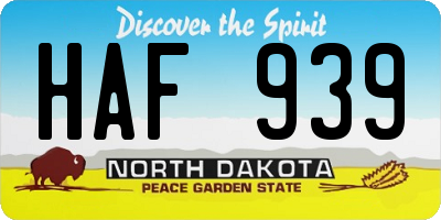 ND license plate HAF939