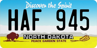 ND license plate HAF945