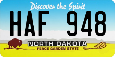 ND license plate HAF948