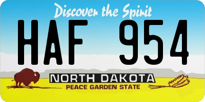 ND license plate HAF954