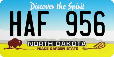 ND license plate HAF956