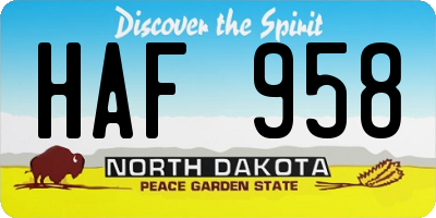 ND license plate HAF958