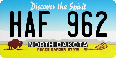 ND license plate HAF962