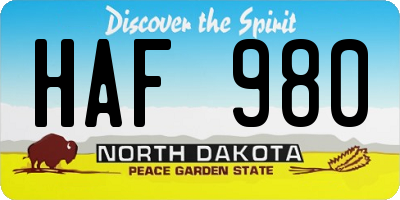 ND license plate HAF980