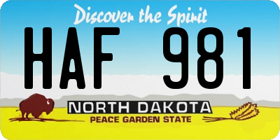 ND license plate HAF981