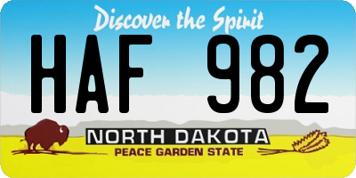 ND license plate HAF982