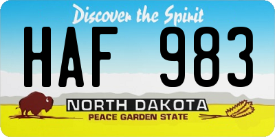 ND license plate HAF983